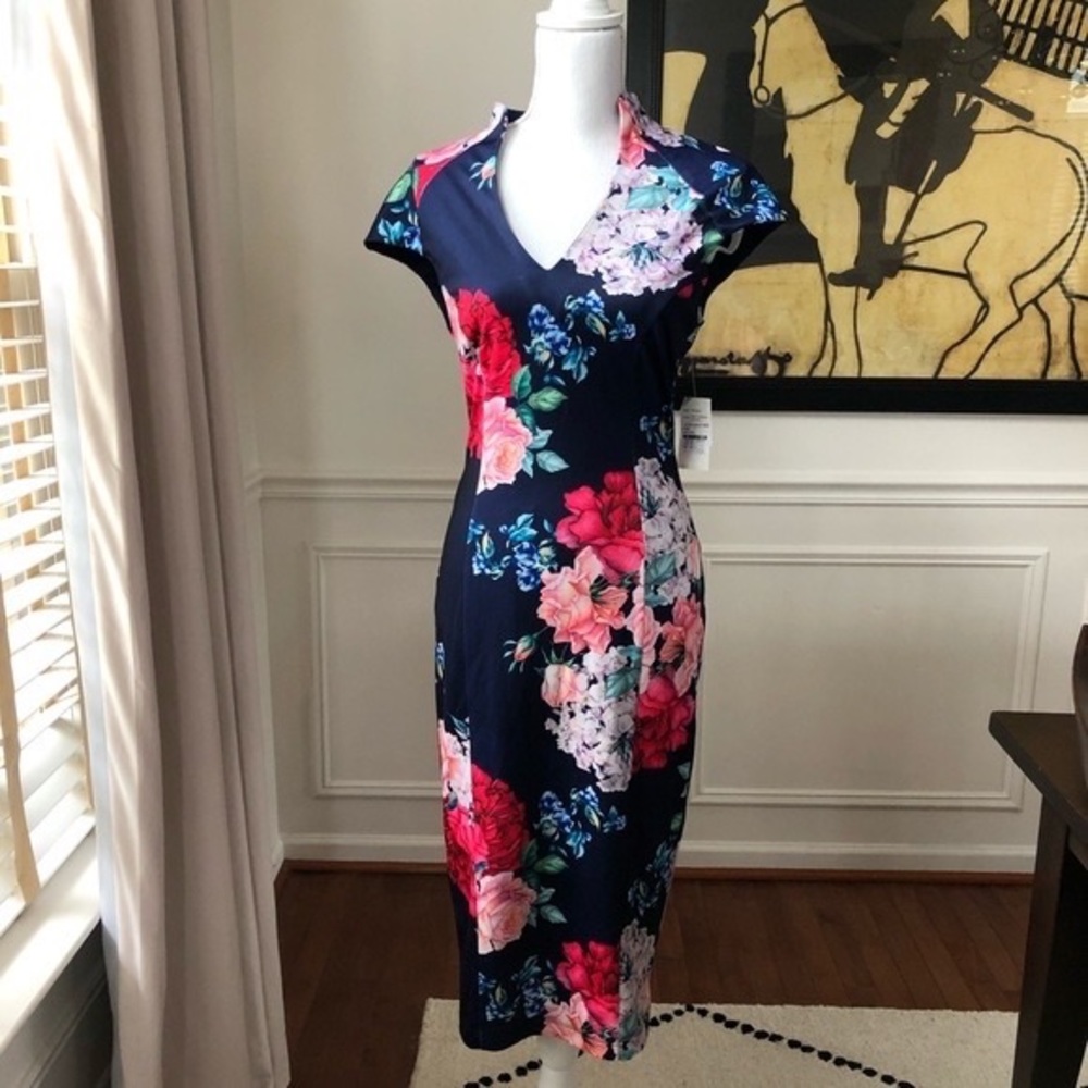 ALEXIA ADMOR navy floral dress new with tags Medium